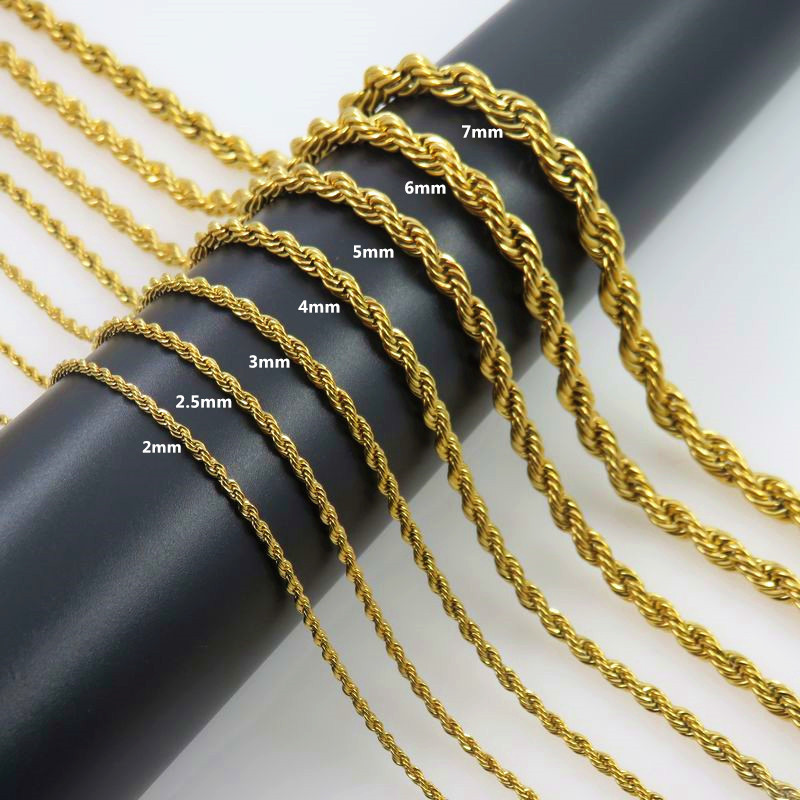 Men Accessories Neck Chain - Cuerda trenzada de acero inoxidable para