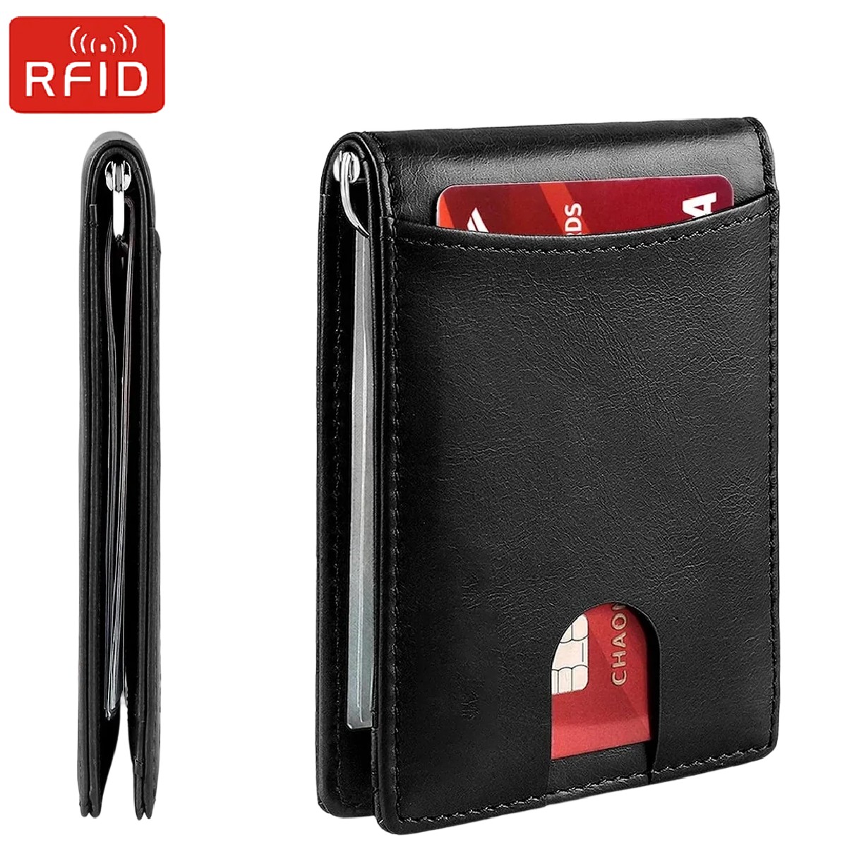 Money Clip Slim - Tarjetero RFID para Hombre, Cartera de